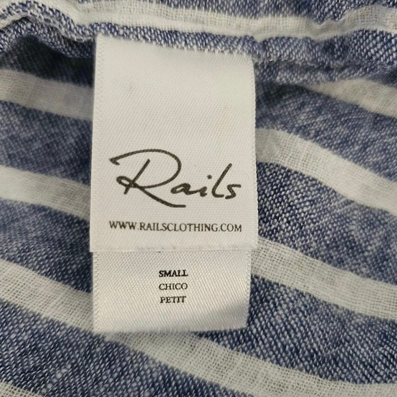 Rails Lily striped top tie front linen small S long sleeve - Picture 9 of 14